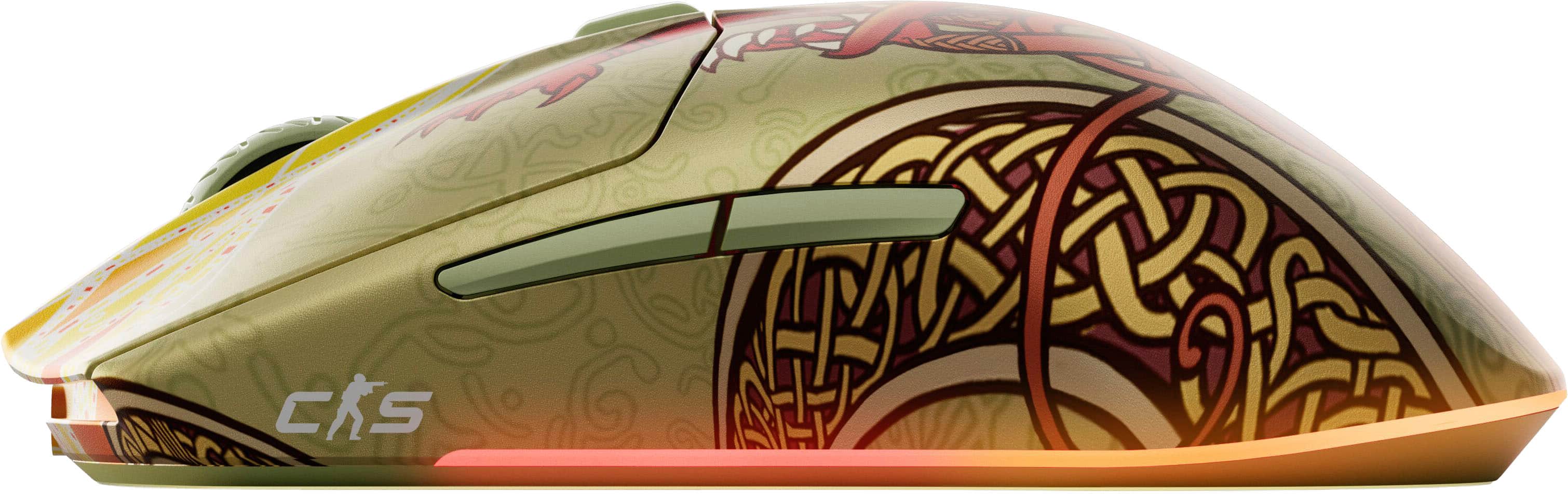 Alt View 4. SteelSeries - Aerox 3 Wireless Optical Gaming Mouse with Super Mesh Detachable USB-C Connectivity - CS2 Dragon Lore Edition.