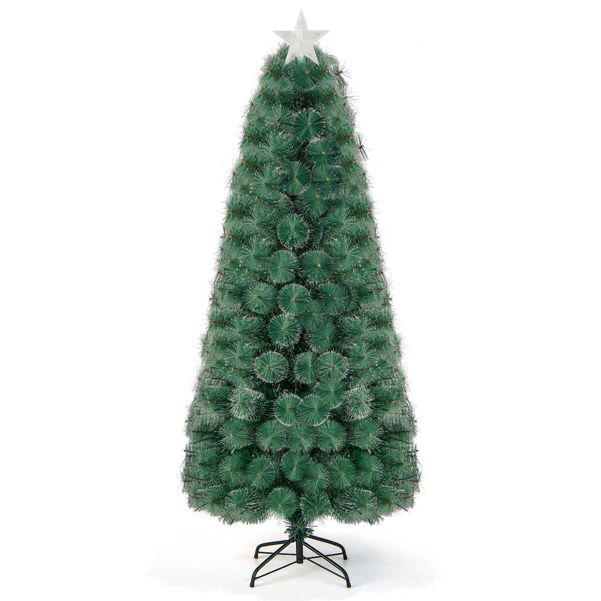 Alt View 19. Costway - 7 FT Pre-Lit Fiber Optic Christmas Tree Xmas Decor with 226 Multi-Color LED Lights - Green.
