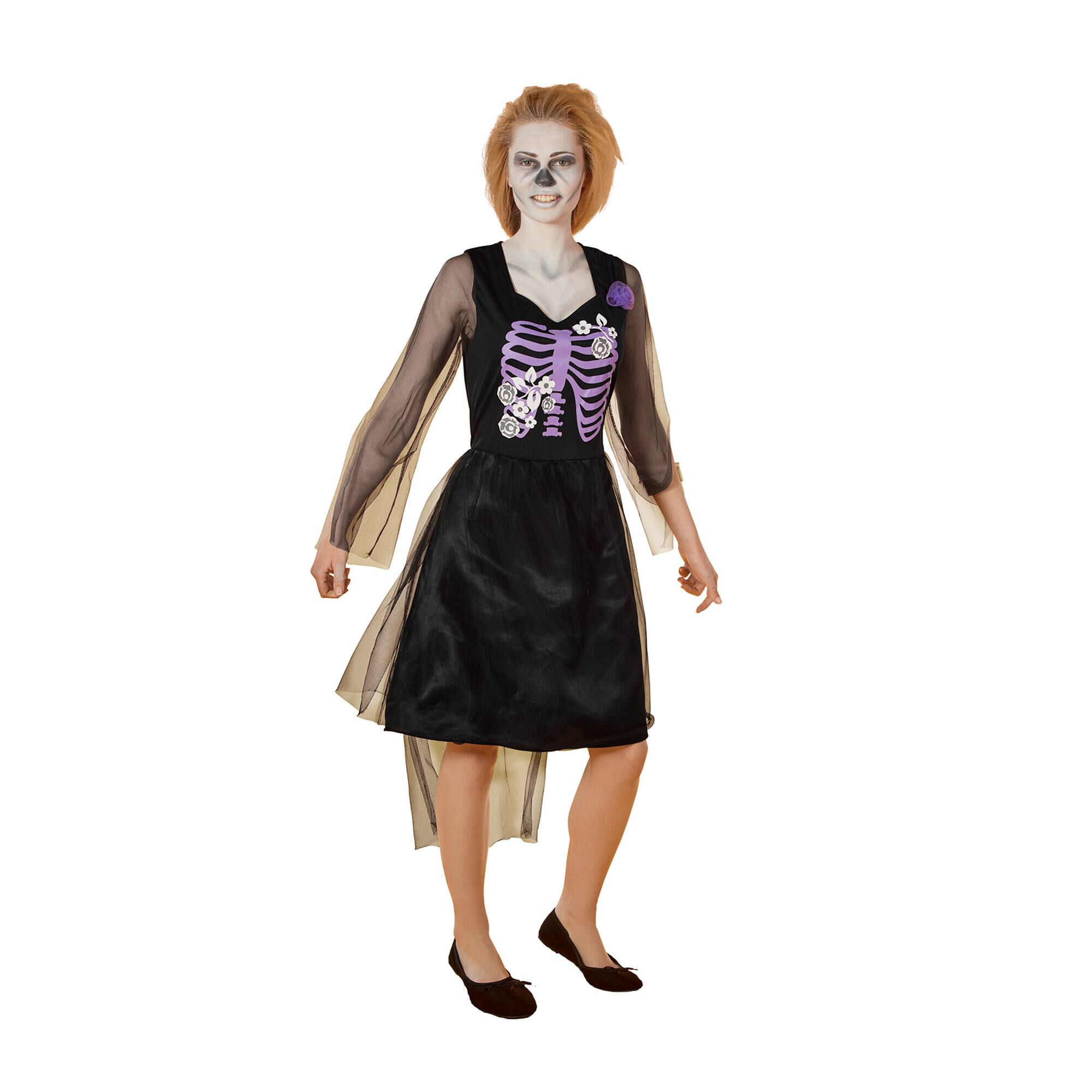 Alt View 1. Northlight - Black and Purple Skeleton Bride Women Adult Halloween Costume - Small - Black.