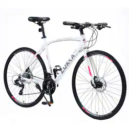 Anysun - 24 Speed Hybrid bike Disc Brake 700C Road Bike For men women's City Bicycle - White