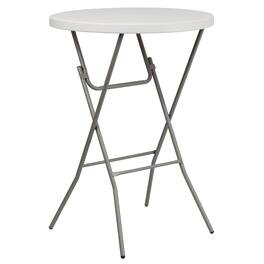Emma + Oliver - 2.63-Foot Round Plastic Bar Height Folding Table - Granite White