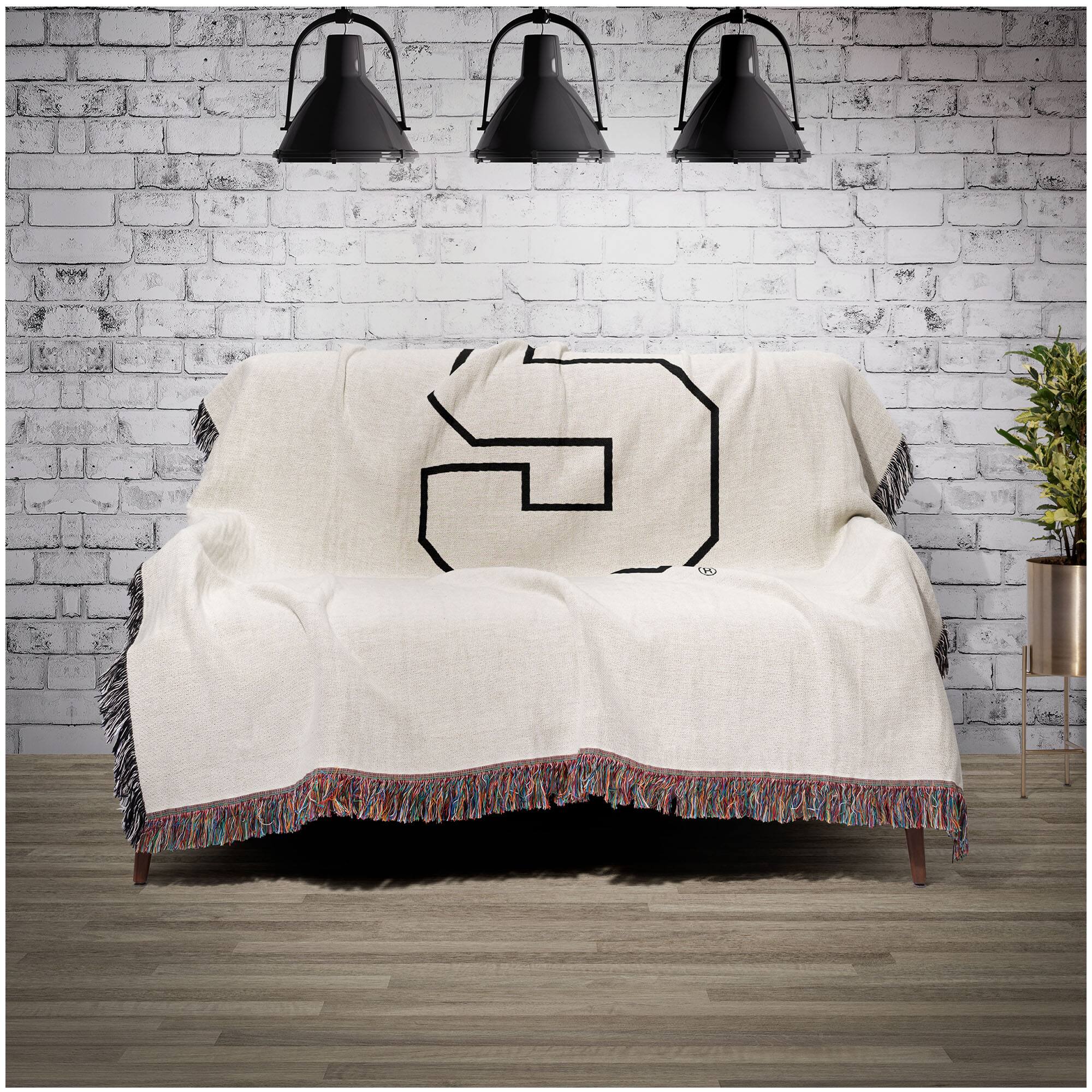Alt View 1. Chad & Jake - Syracuse Orange Woven Blanket - White.
