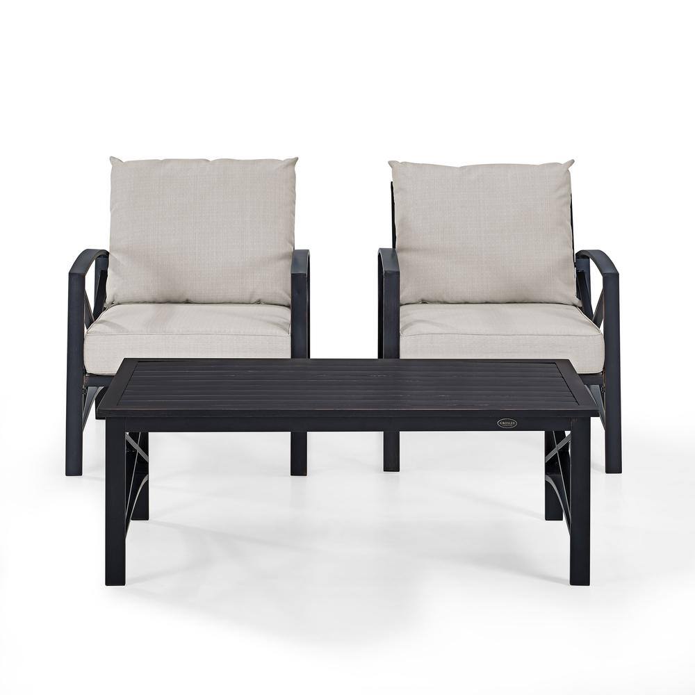Left. Crosley Furniture - Kaplan 3Pc Outdoor Chair Set - Coffee Table & 2 Chairs - Oatmeal.