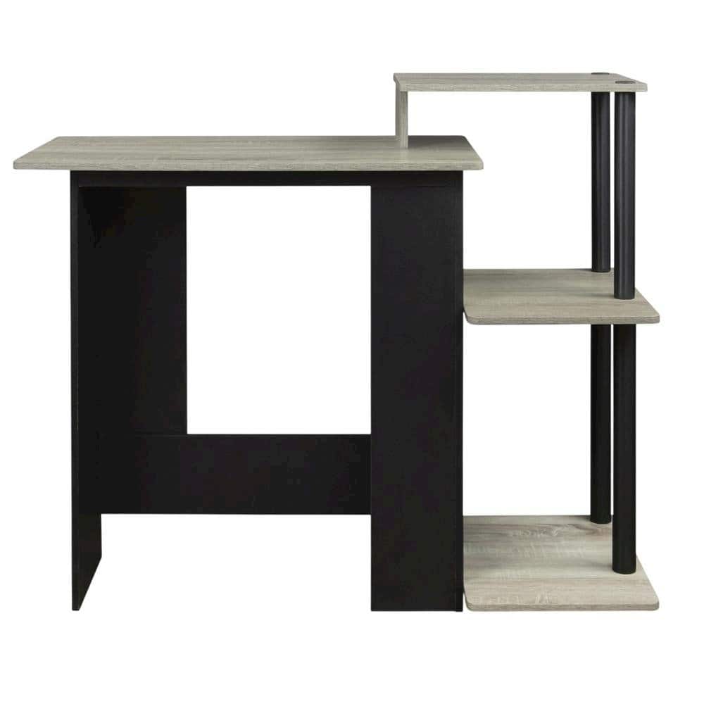 BisonOffice - Oak Grey, Black Laptop Desk with Spacious Work Surface, Sturdy Construction - French Oak Grey/Black