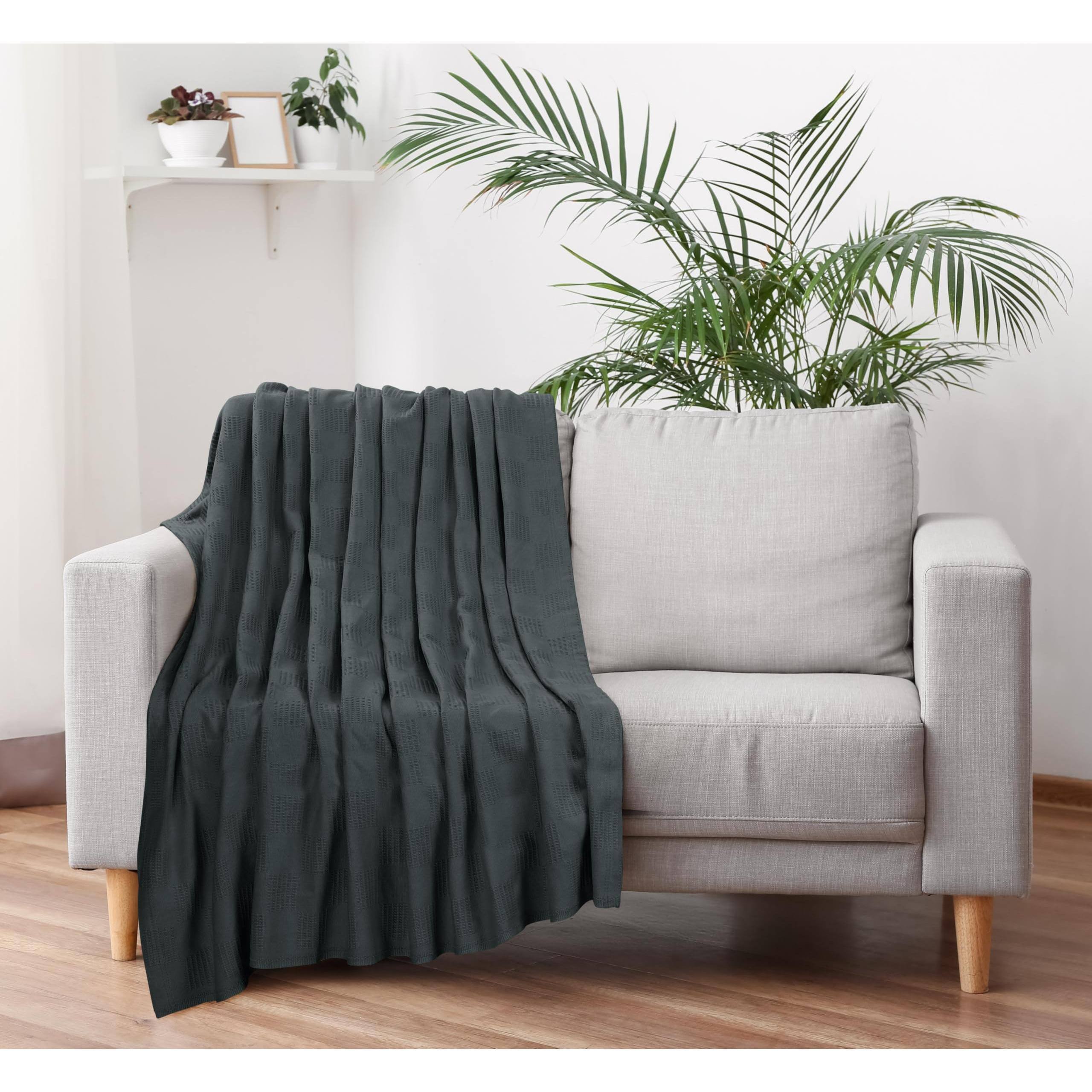 Alt View 9. Paradigms Interiors - Smoke Cotton Blanket queen Size - 350gsm Lightweight Soft And Breathable Thermal For All Seasons Dobby Weav... - Burgundy-Queen.