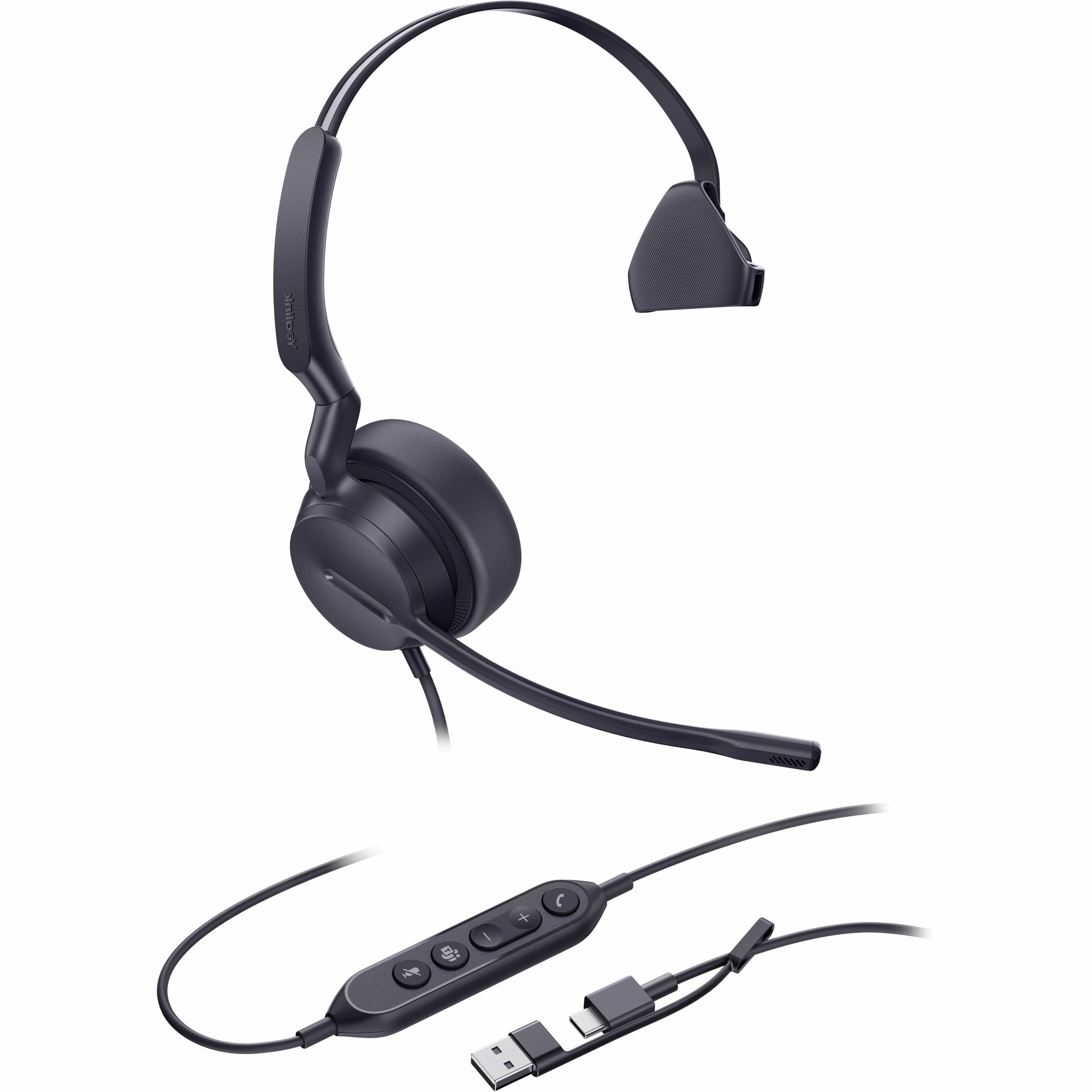Alt View 1. Yealink - Yealink UH42 Headset - Microsoft Teams Certification - Mono - USB Type C - Wired - 20 Hz to 20 kHz - Over-the-head - Red.