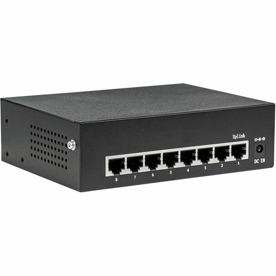 Alt View 3. Tripp Lite - Eaton Tripp Lite Series 8-Port 10/100/1000 Mbps Desktop Gigabit Ethernet Unmanaged Switch with PoE+, 60W, Metal - Black.