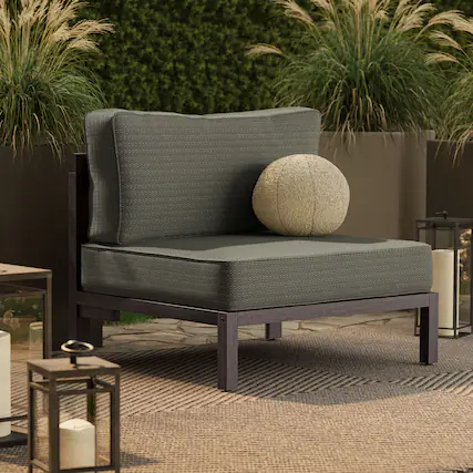 Front. Modway - Kona Outdoor Teak Wood Armless Modular Chair by Modway - Ash.