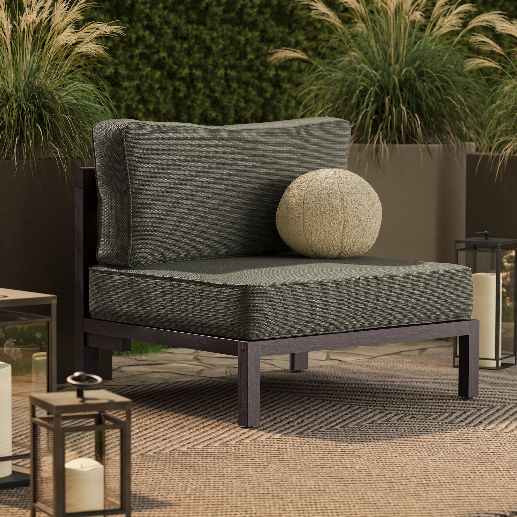 Front. Modway - Kona Outdoor Teak Wood Armless Modular Chair by Modway - Ash.