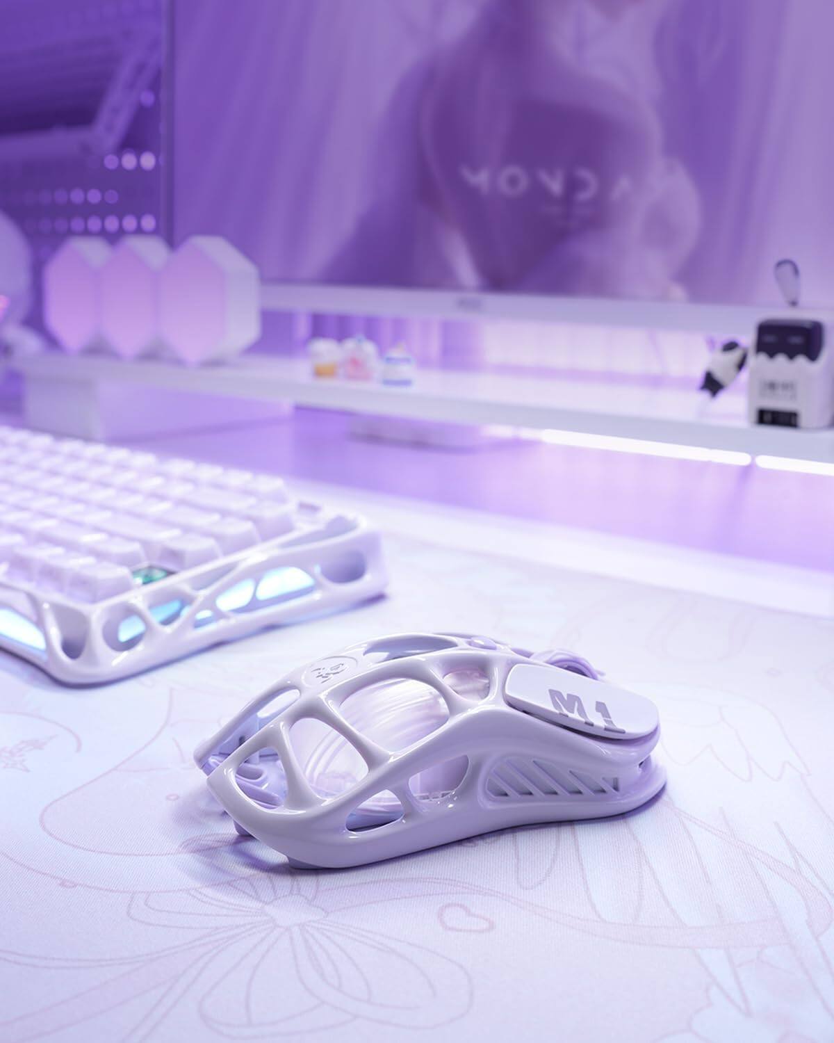 Left. GravaStar - GravaStar Mercury M1 Pro Special Edition Wireless Gaming Mouse with 26000 DPI and Magnesium Alloy Frame Lavender Purple - Lavender Purple.