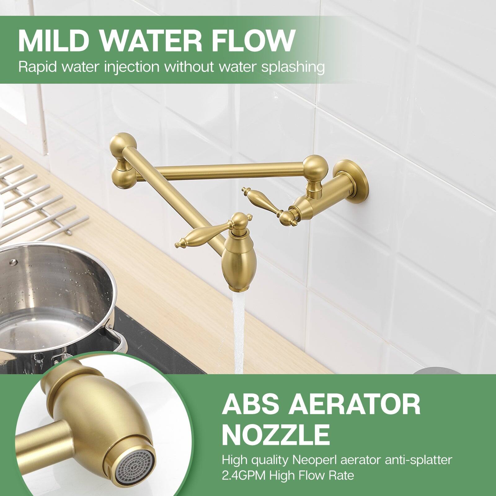 MILD WATER FLOW Rapid water injection without water splashing

ABS AERATOR NOZZLE High quality Neoperl aerator anti-splatter 2.4GPM High Flow Rate