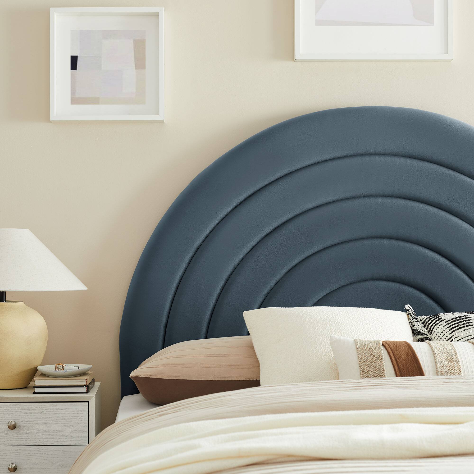 Alt View 3. Modway - Solana Arched Performance Velvet Full Headboard by Modway - Blue.