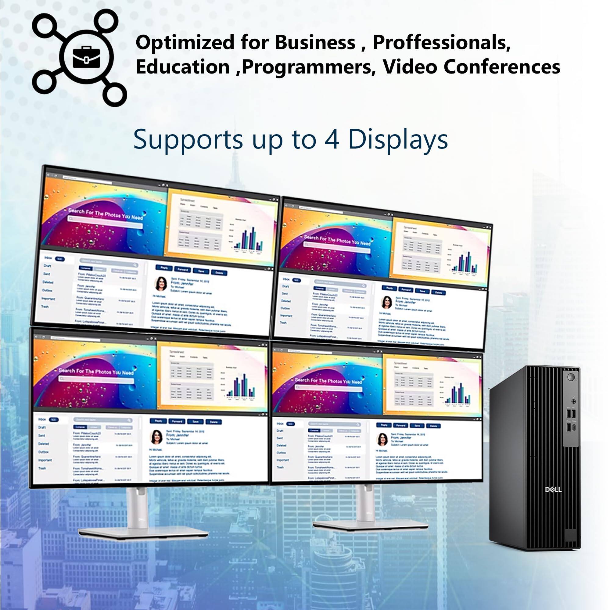 Optimized for Business, Professionals, Education, Programmers, Video Conferences  
Supports up to 4 Displays