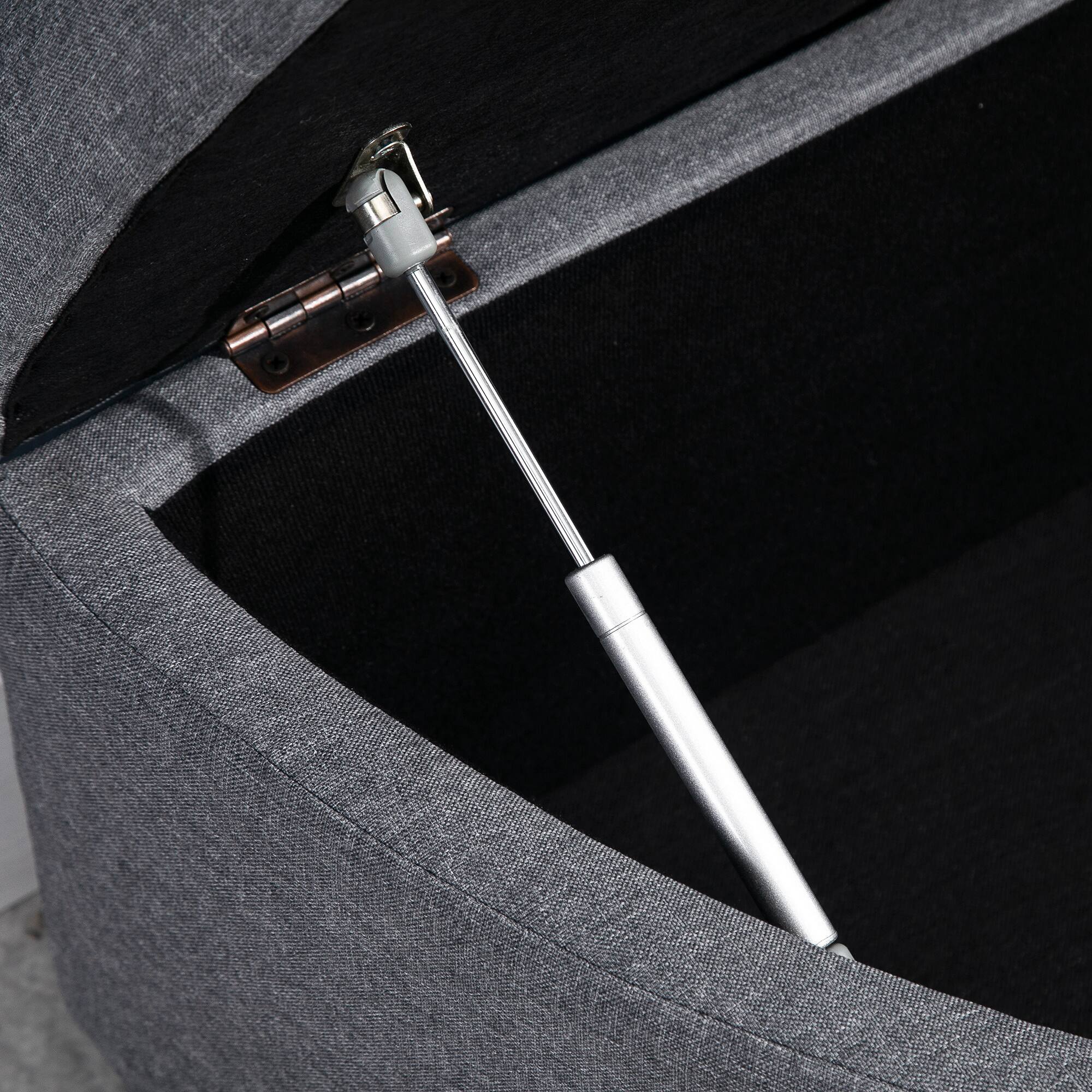 Alt View 7. Homcom - Half Moon Storage Ottoman, Upholstered Button Tufted Storage Bench with Lift Lid & Wood Legs (Living Room/Entryway) - Grey.