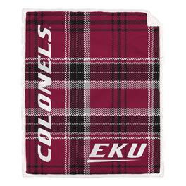 Pegasus - Eastern Kentucky Colonels 50" x 60" Playmaker Plaid Ultra Cozy Sherpa Throw - Multicolor