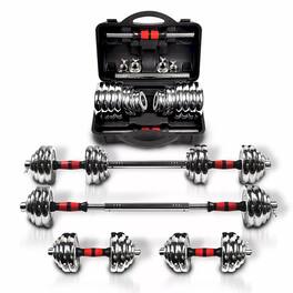 Loheer - Adjustable Dumbbell Set 66lb Cast Iron Dumbbell Barbell Set with Carry Box for Home Gym Workouts - Black