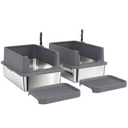 Pawhut - Pack XL Stainless Steel Litter Box - Dark gray, silver
