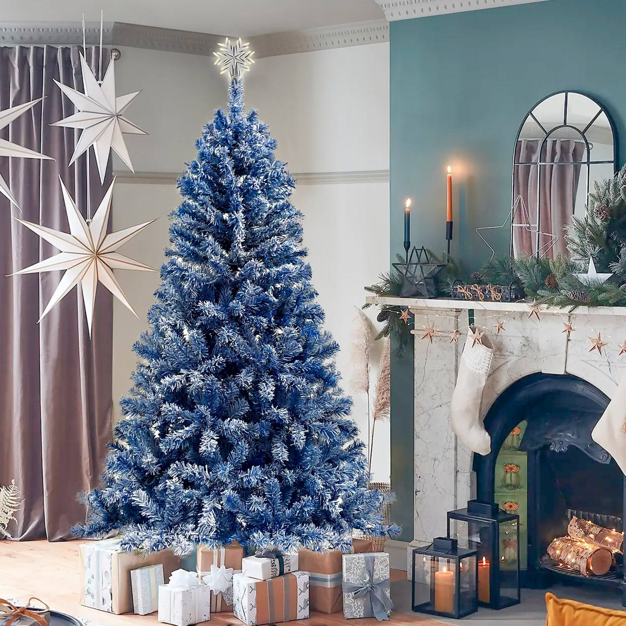 Back. BreeBe - 6FT Pre-Lit Hinged Artificial Fir ChristmasTree - Blue.