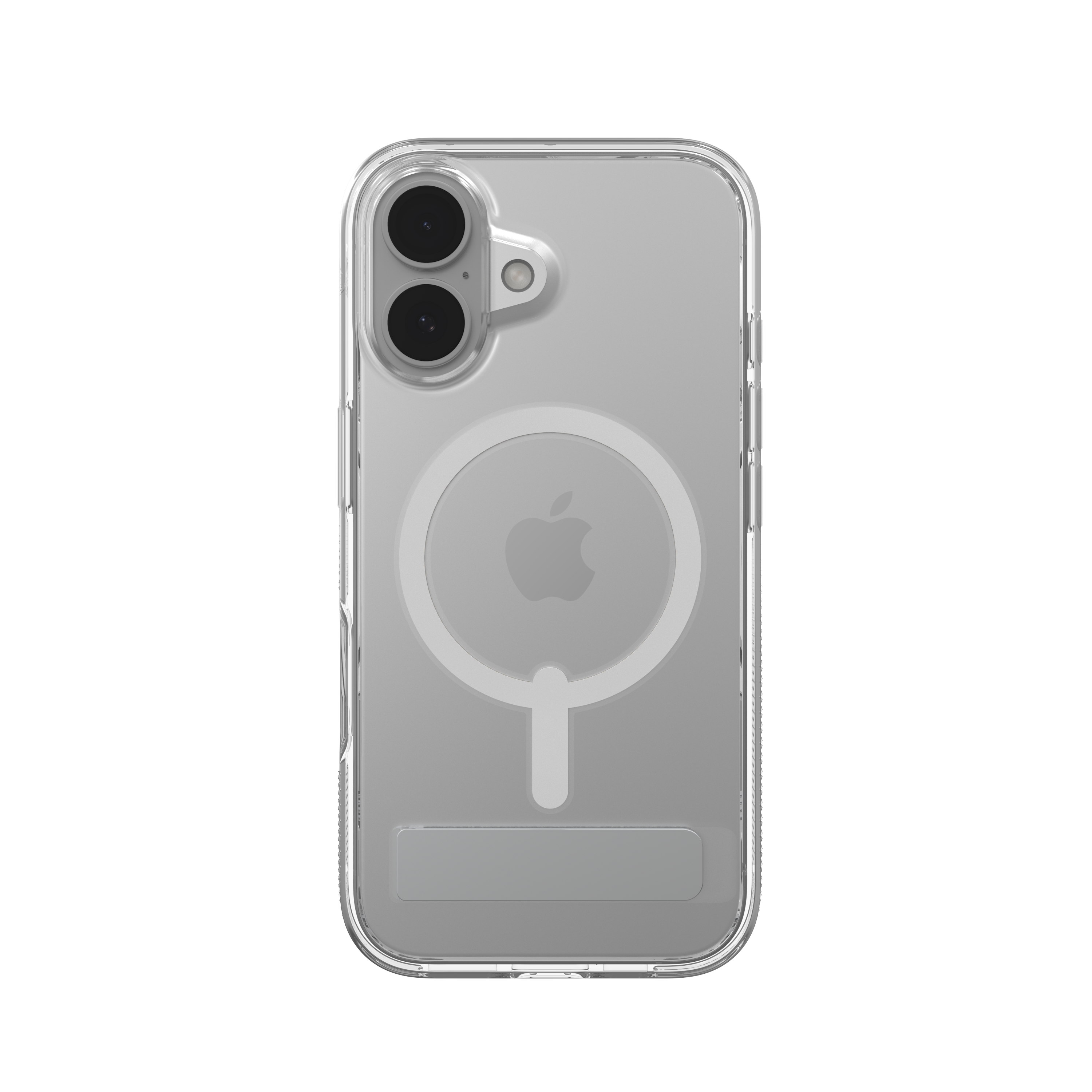 Angle. ZAGG - Crystal Palace Snap MagSafe Compatible Case w/ Kickstand for Apple iPhone 16 - Clear.