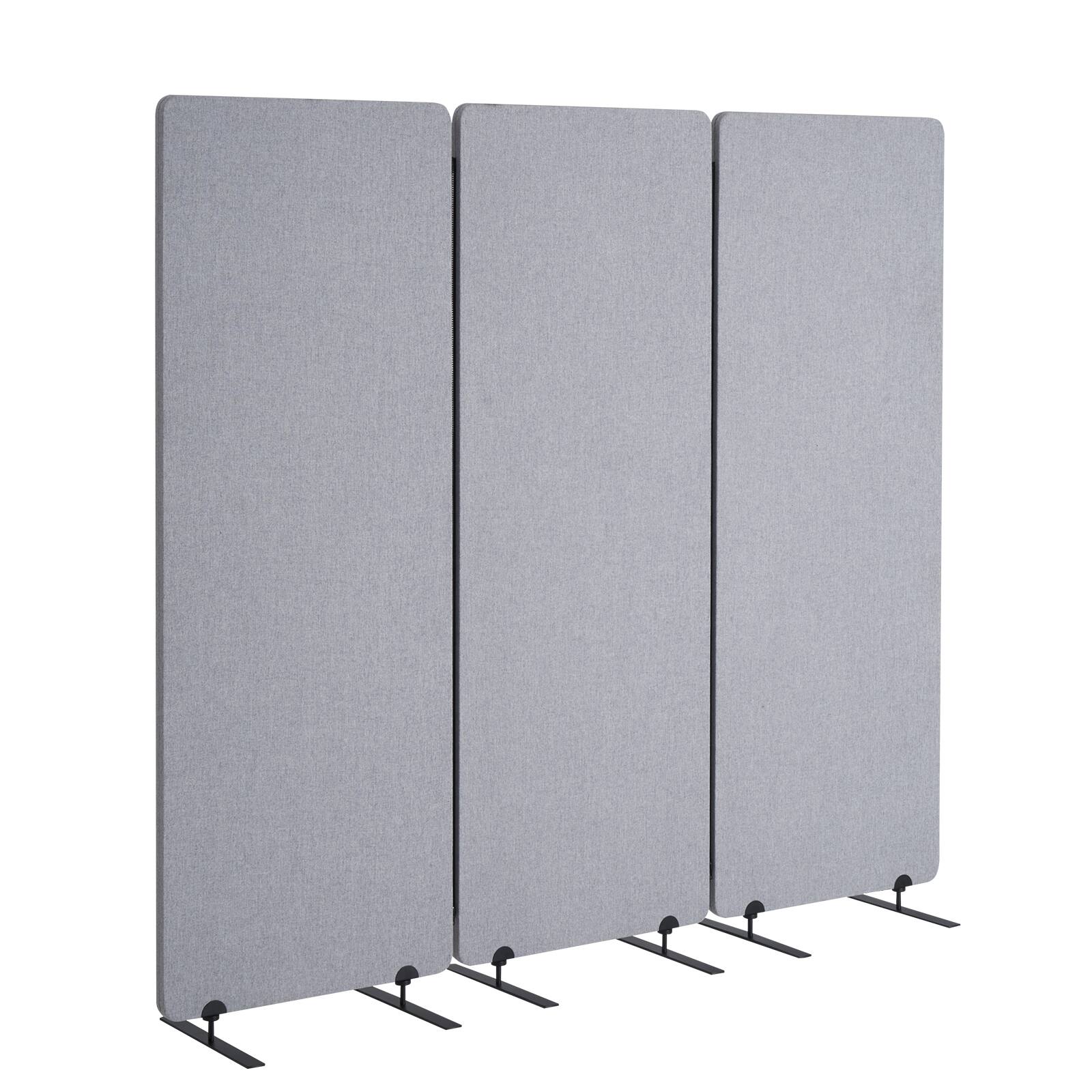 Alt View 5. VEVOR - 2FT Room Divider, 3 Panel PET Polyester Soundproof Room Screen, Folding Privacy Divider Portable Partition Divider - Light Gray.