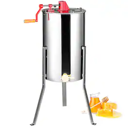 VEVOR - Manual Honey Extractor, 2/4 Frames Honey Spinner Extractor, Stainless Steel Beekeeping Extraction,Honeycomb Drum Spinner - Silver