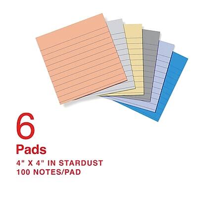 6 Pads  
4" x 4" in Stardust  
100 Notes/Pad