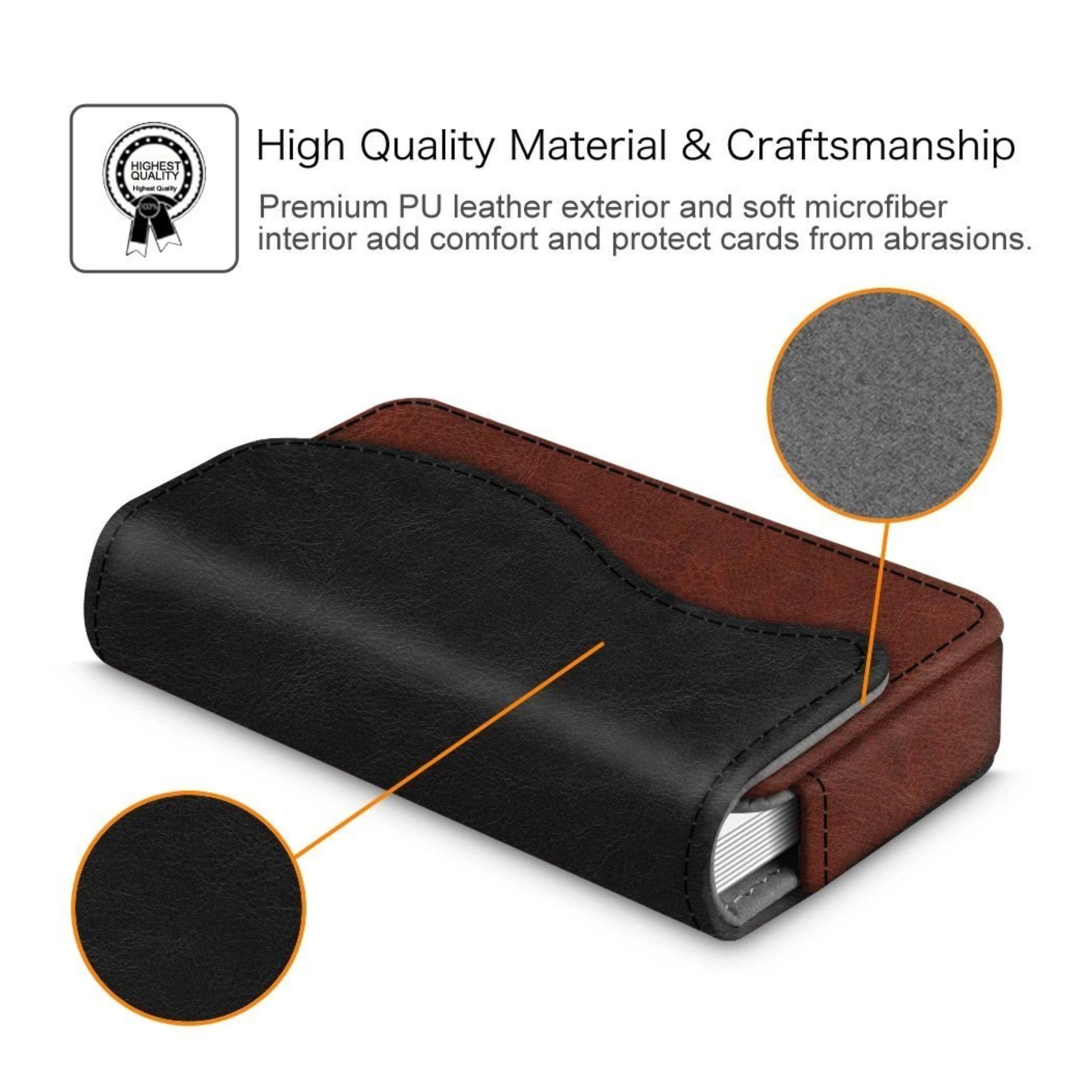 HIGHEST QUALITY - High Quality Material & Craftsmanship Premium PU leather exterior and soft microfiber interior add comfort and protect cards from abrasions.