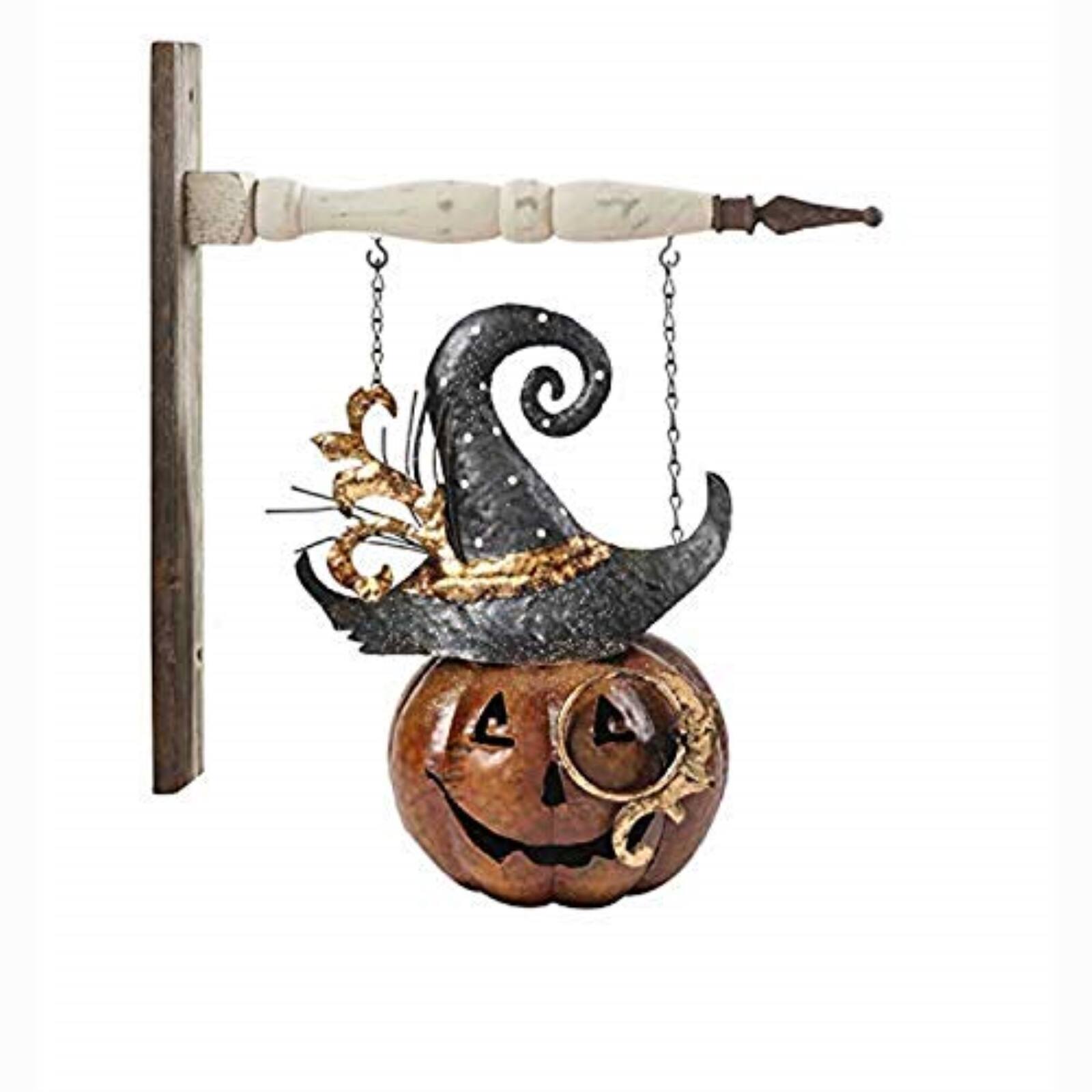 Angle. K&K Interiors - K&K Interiors Jack O Lantern Hat Metal Halloween Arrow Replacement Sign - Arrow Sold Separately - Multicolor.