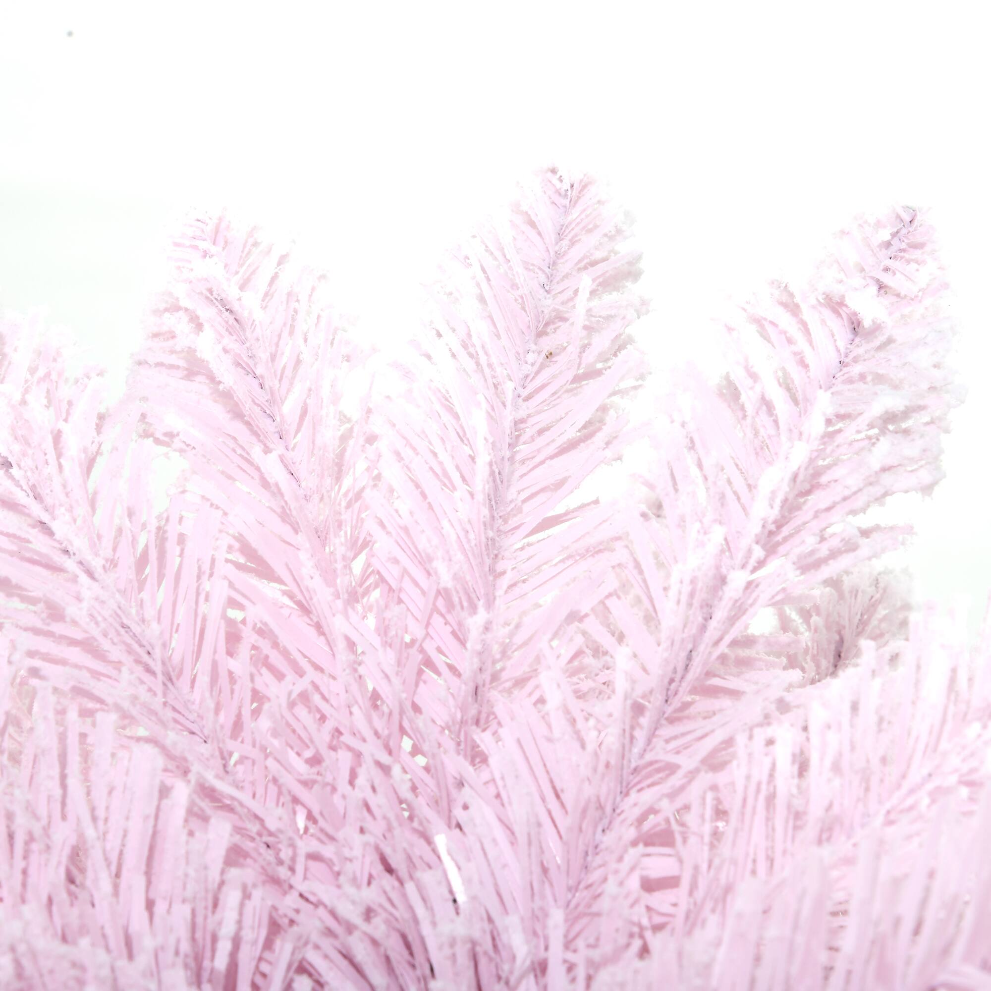 Alt View 8. Homcom - Snow Flocked Slim Pencil Artificial Christmas Tree, Realistic Branches Plastic Base - Pink.