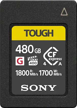 TOUGH
480 GB
CF express 4 A
G 400
1800 MB/s R:
1700 MB/s W:
SONY
