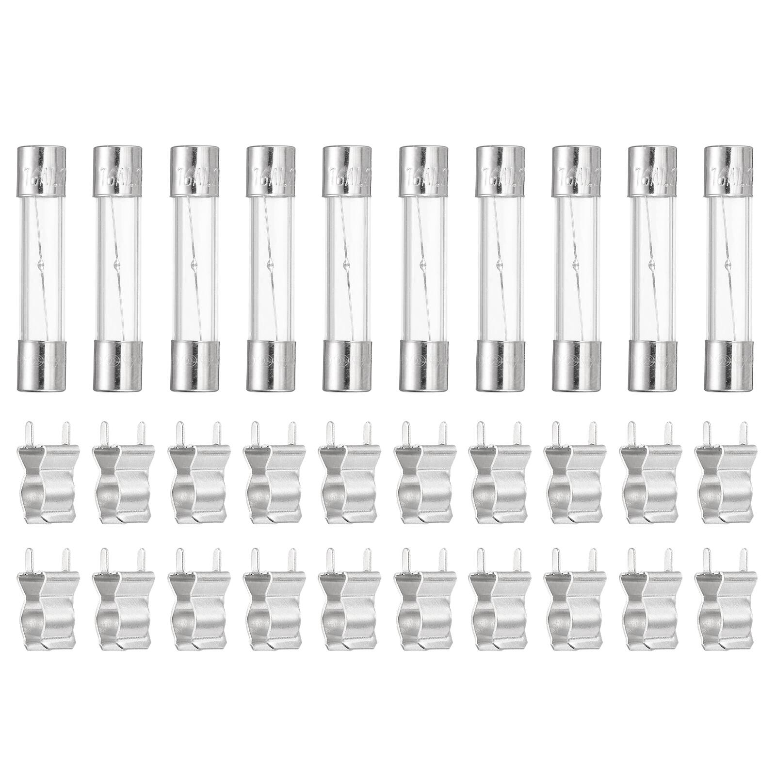 Unique Bargains - Glass Tube Fuses, 6x30mm 6A 250V Slow Fast Blow Glass Cartridge Tube Fuse with 20pcs Safety Clip 10pcs price history on PriceWatchPro