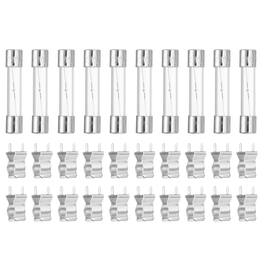 Unique Bargains - Glass Tube Fuses, 6x30mm 6A 250V Slow Fast Blow Glass Cartridge Tube Fuse with 20pcs Safety Clip 10pcs