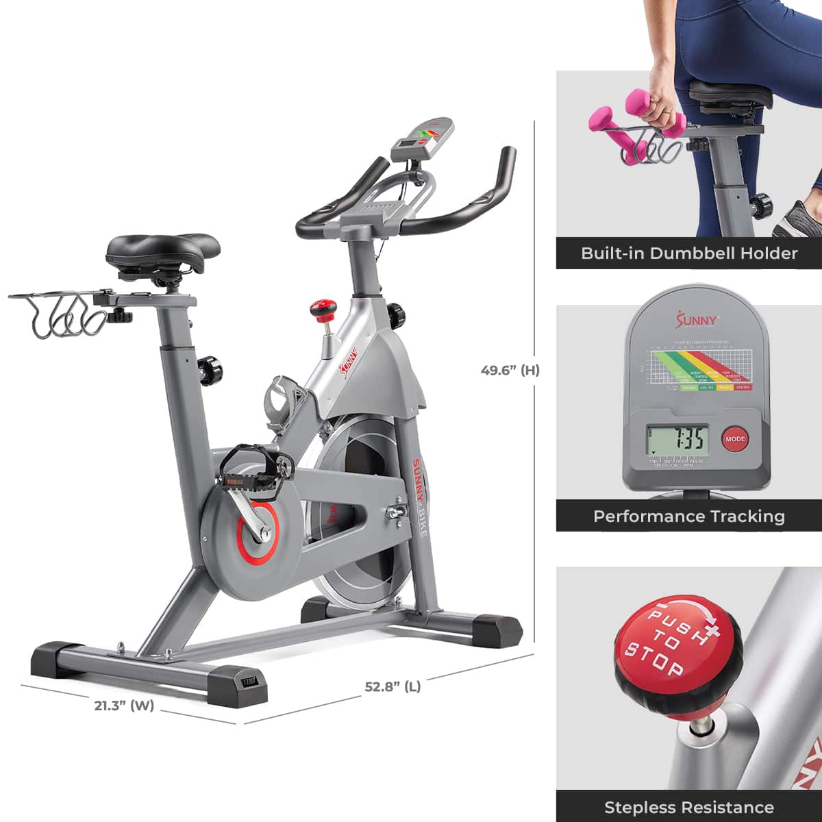 Sunny Health & Fitness Smart Magnetic Belt Drive Indoor Cycling