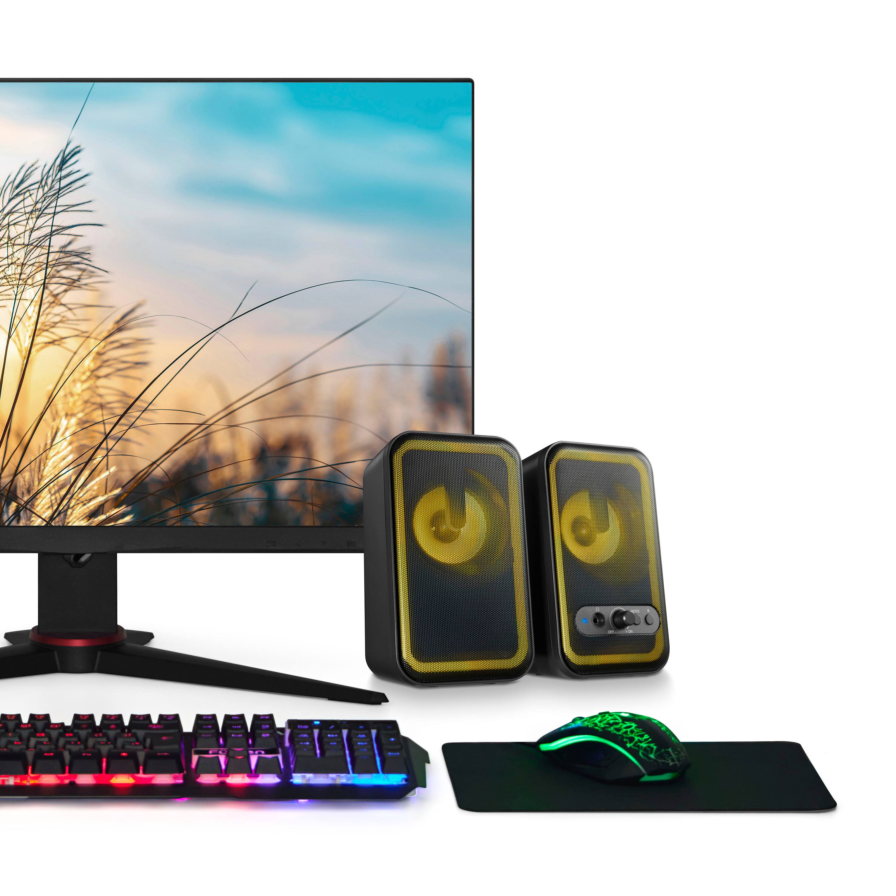Alt View 8. Insignia™ - 2.0 Bluetooth Computer Speakers with RGB Lighting (2-Piece) - Black.