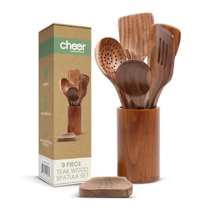 cheer collection
DURABLE
HEAT RESISTANT
ENVIRONMENTALLY FRIENDLY
9 PIECE TEAK WOOD SPATULA SET
