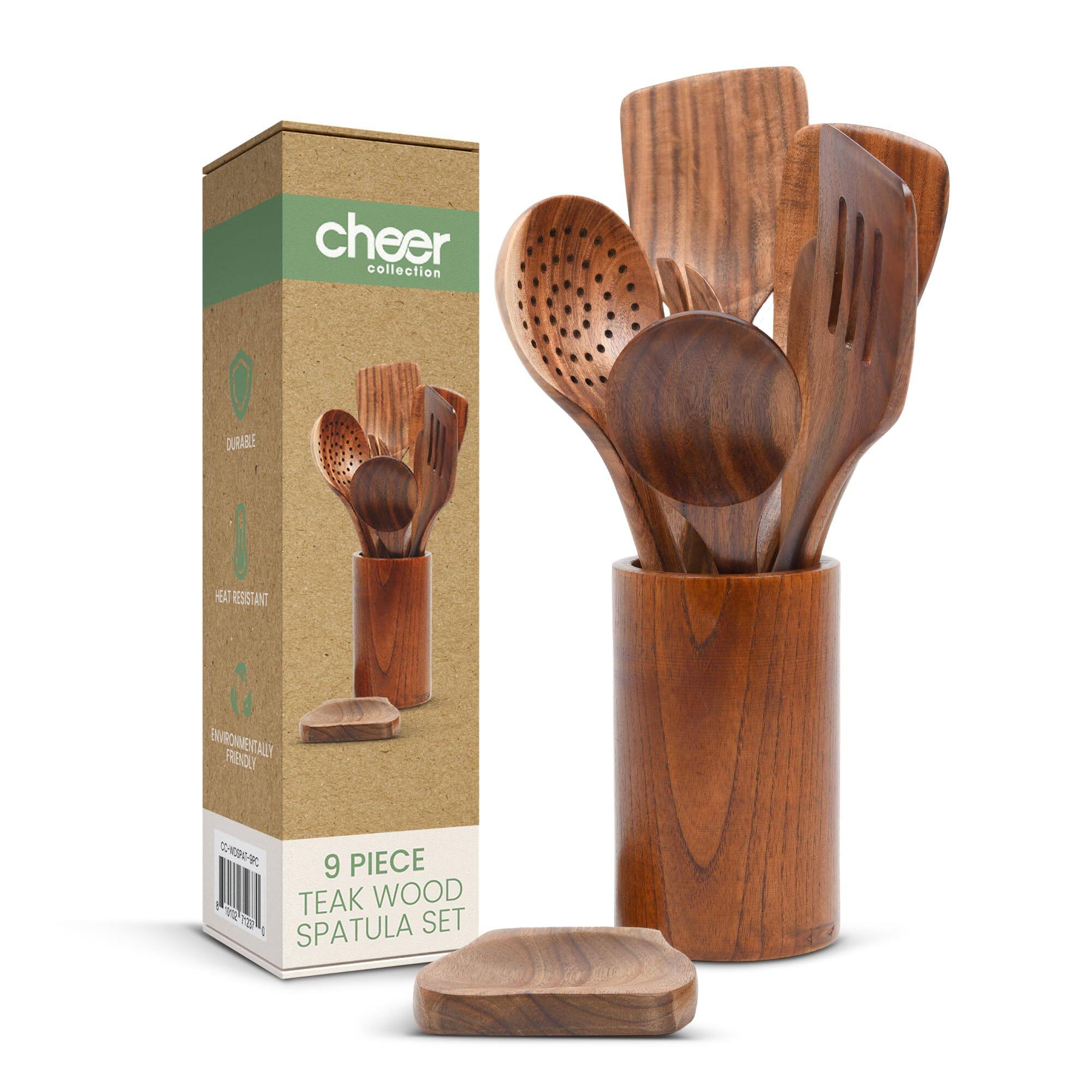cheer collection

DURABLE
HEAT RESISTANT
ENVIRONMENTALLY FRIENDLY

9 PIECE TEAK WOOD SPATULA SET