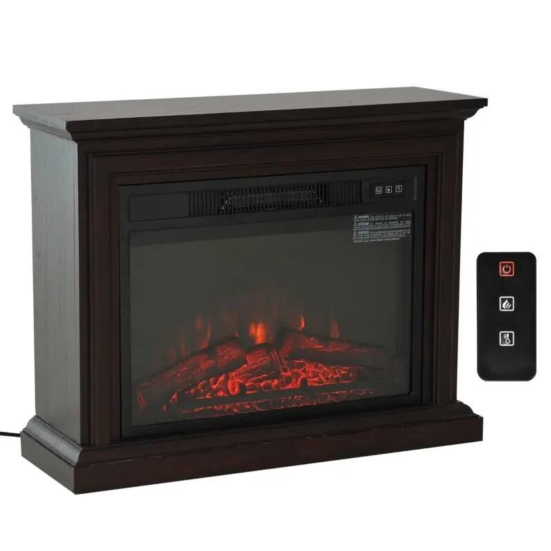 Front. Hivvago - 31 inch Dark Brown Electric Fireplace Heater Dimmable Flame Effect and Mantel w/ Remote Control - Brown.