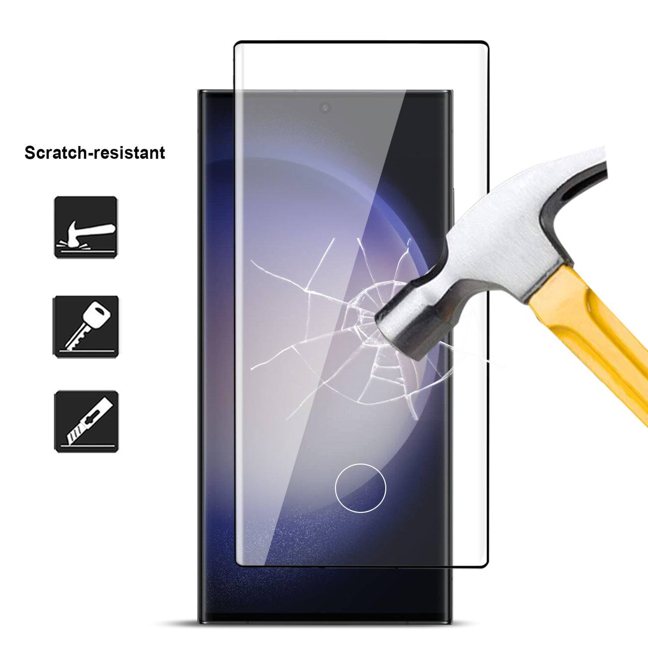 Reiko - 3D Curved Edge Shock Resistant Super Glass Screen Protective Cover For Sansung S23 Ultra - Clear