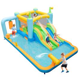 Costway - Inflatable Water Slide Giant Kids Bounce House Park Splash Pool without Blower - Multicolor
