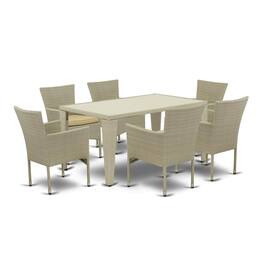 East West Furniture - Wicker Patio Set Natural Linen - Brown