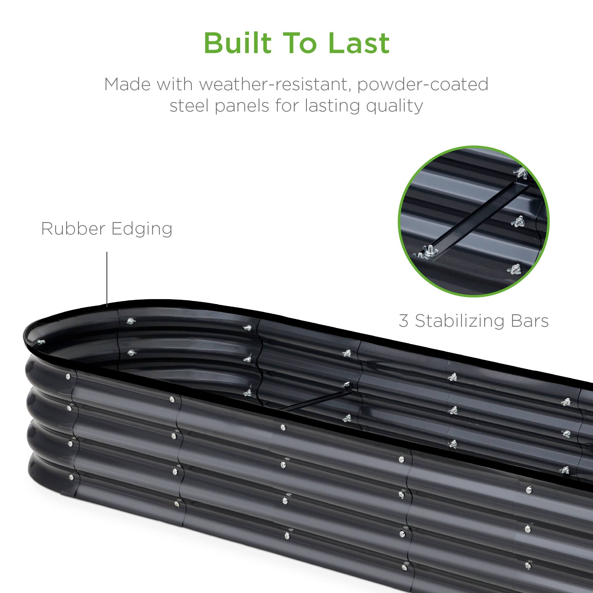 Built To Last

Made with weather-resistant, powder-coated steel panels for lasting quality

Rubber Edging

3 Stabilizing Bars