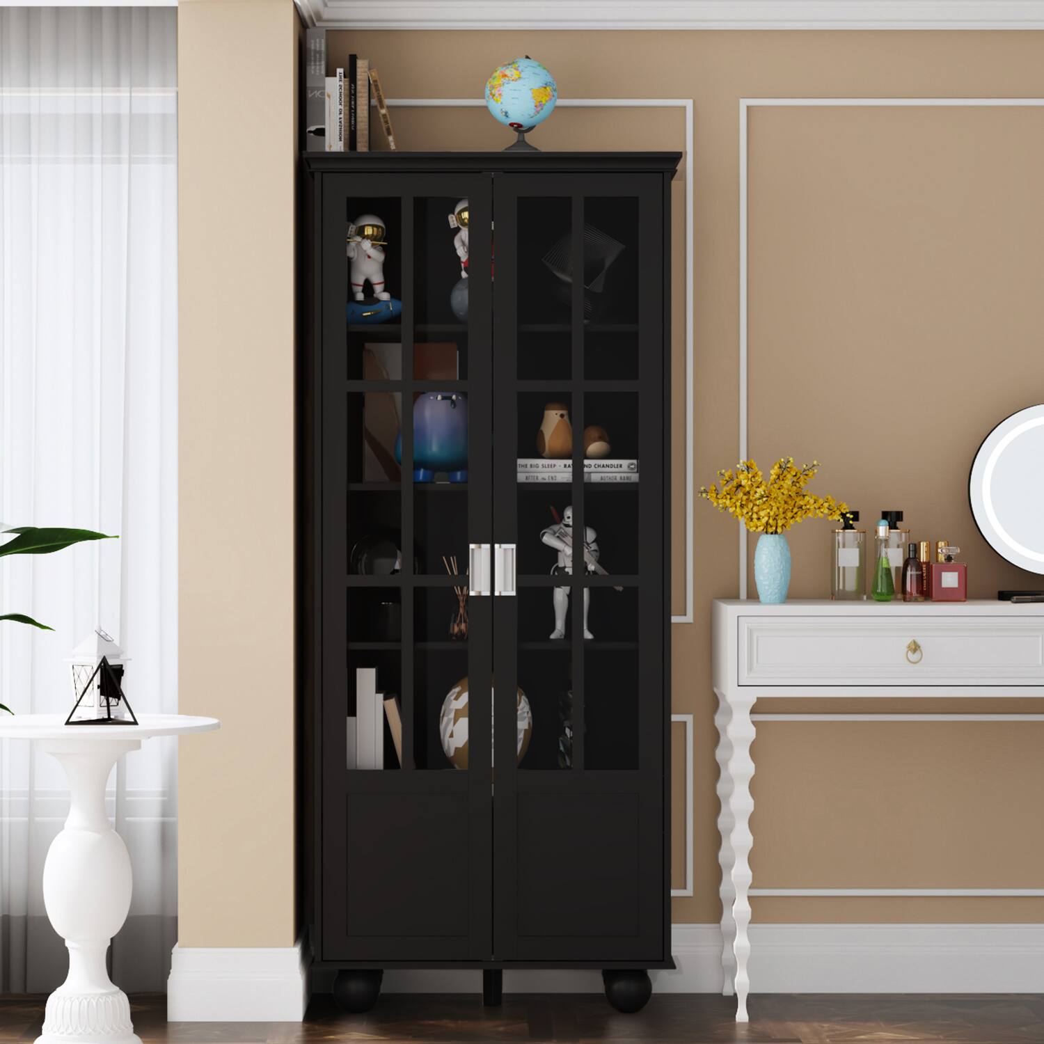 Alt View 1. Famapy - Famapy Modern Display Cabinet with Acrylic Doors & Adjustable Shelves - Black.