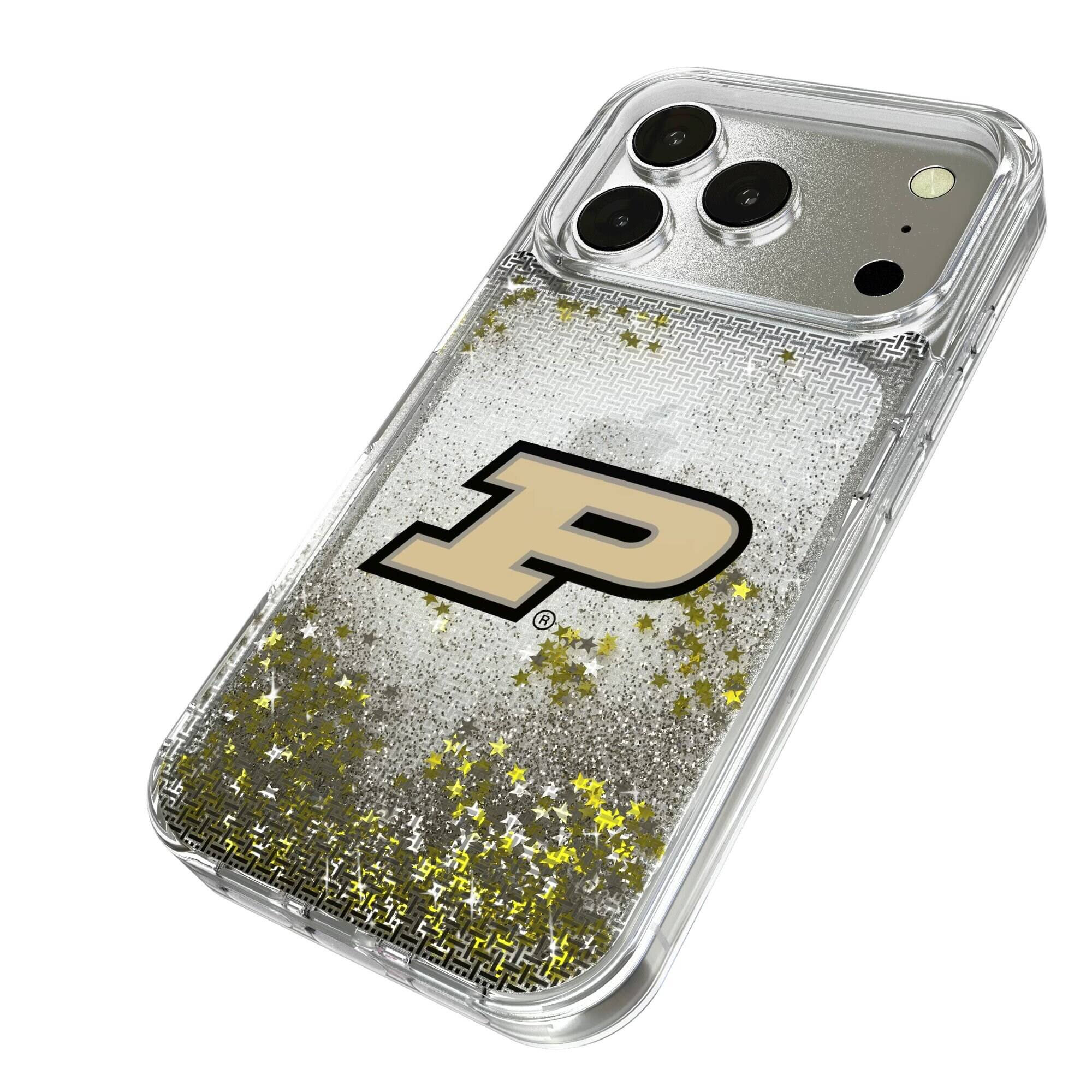 Alt View 1. Keyscaper - Purdue Boilermakers Linen Logo iPhone Glitter Case - 13 Pro - Multicolor.