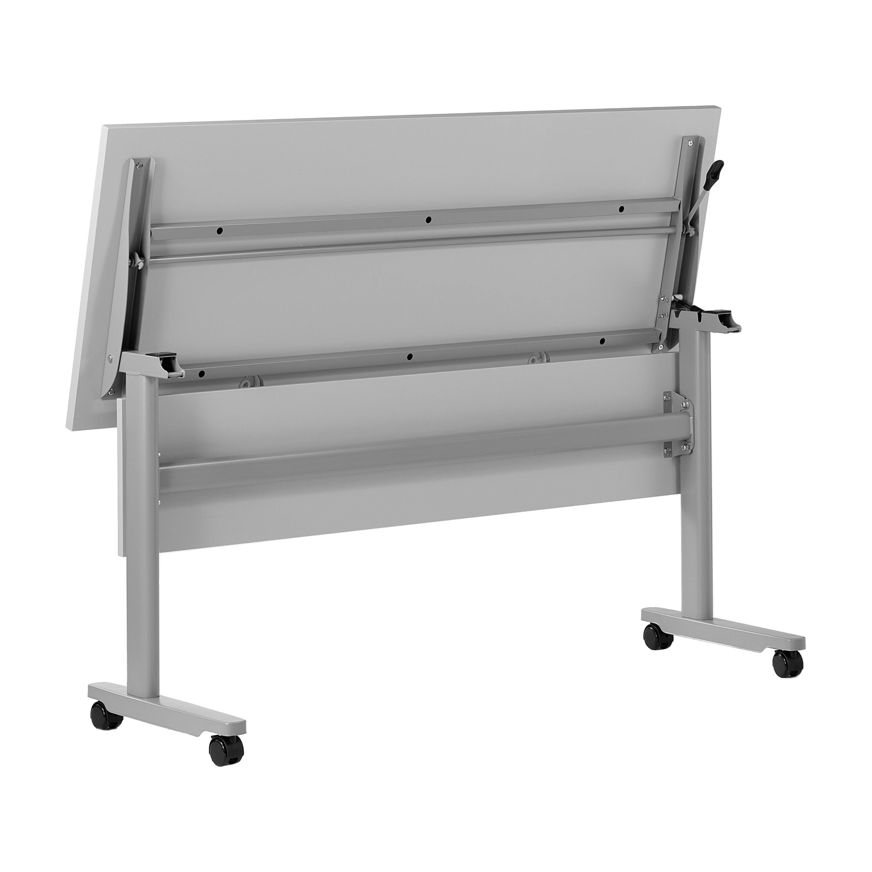 Alt View 10. Emma + Oliver - Hahn Heavy-Duty Flip Top Training Table with Nesting Design, Privacy Panel, T-Legs, Tabletop, Metal Frame - Gray Top/Gray Frame.
