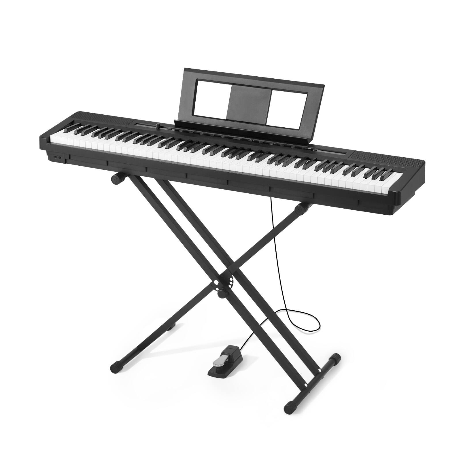 Alt View 5. VEVOR - Weighted Digital Piano, 88 Keys Fully Weighted, Electric Piano Dual Keyboard & Speakers with X Stand, Sustain Pedal - Black.