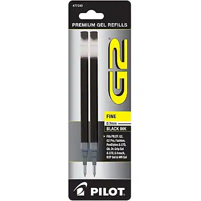 #77240 PREMIUM GEL REFILLS G2 FINE 0.7mm BLACK INK
- Fits PILOT G2
- Fits PILOT 62
- Fits PILOT 62 Fashion
- Fits PILOT LTQ
- Fits PILOT G Dr Grip Gel
- Fits PILOT LTO G-knock
- Fits PILOT 829 Gel
- Fits PILOT MR Cel
PILOT