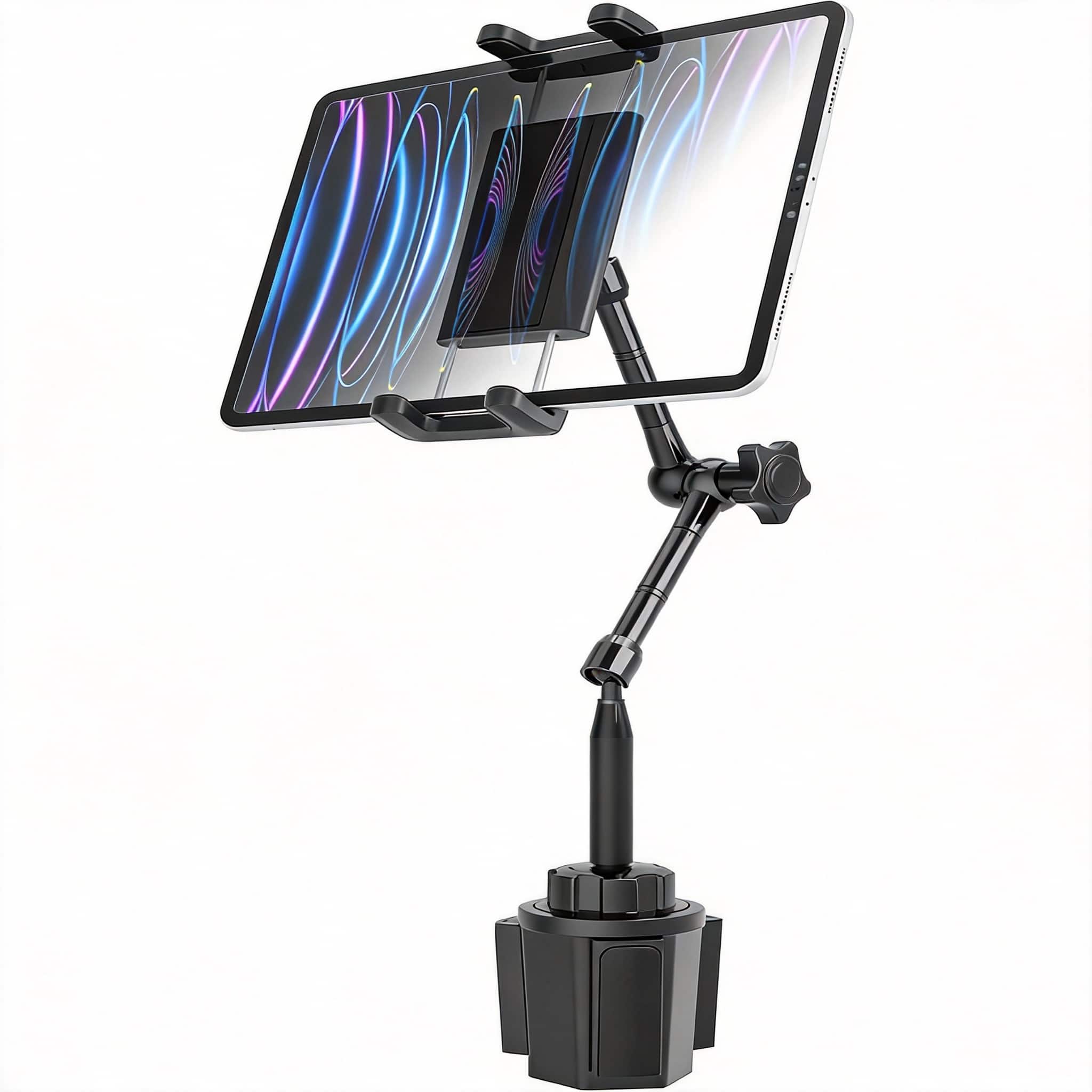 METALTON - Car Cup Holder Tablet Mount For 4 7 Ipad Phone Extra length Metal Arm 9 Truck With Adjustable Arm Cupholder - Default