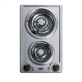 SUMMIT - 12" Wide 115V 2-Burner Coil Cooktop - Silver