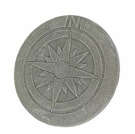 Zeckos - Nautical Compass Rose Design Natural Finish Round Cement Stepping Stone / Wall Hanging 10.25 Inch - Gray