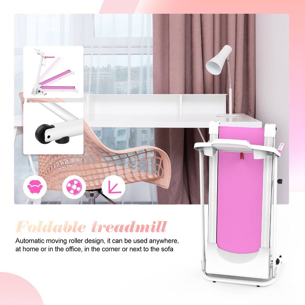 Foldable treadmill  
Automatic moving roller design, it can be used anywhere, at home or in the office, in the corner or next to the sofa